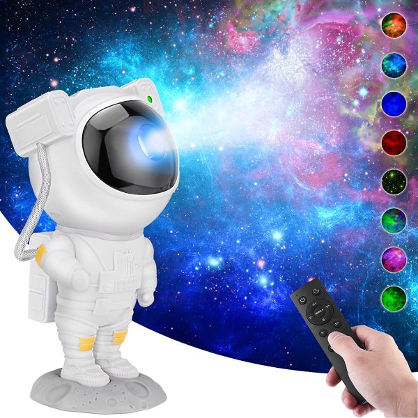 Proiector de stele in forma de astronaut LED, Lampa de veghe pentru copii, reglare 360, Alb