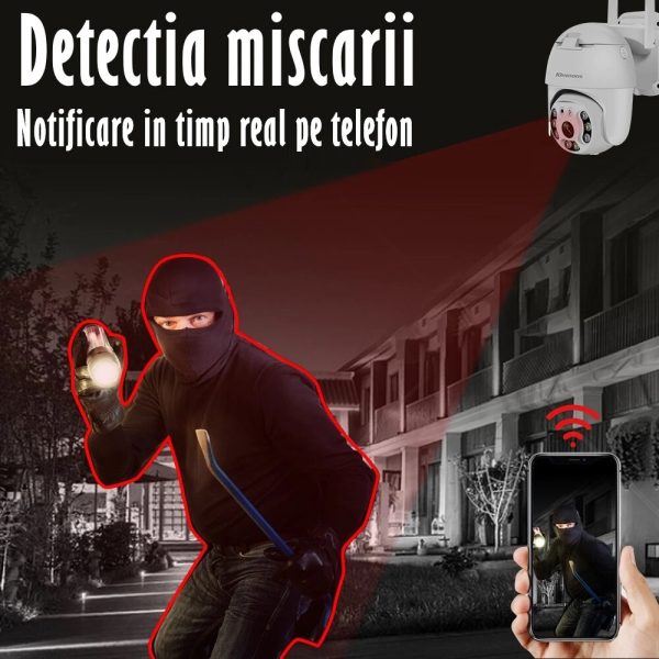 Camera de Supraveghere Video 2MP 2560x1920, aplicatie dedicata, intelligent tracking, PTZ, WIFI, Lan, AP hotspot, Micro SD, Rotire, Alarma miscare, Interior si Exterior, Alb